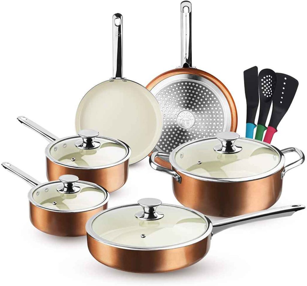 gas stove cookware set made with stainless steel in beautiful color