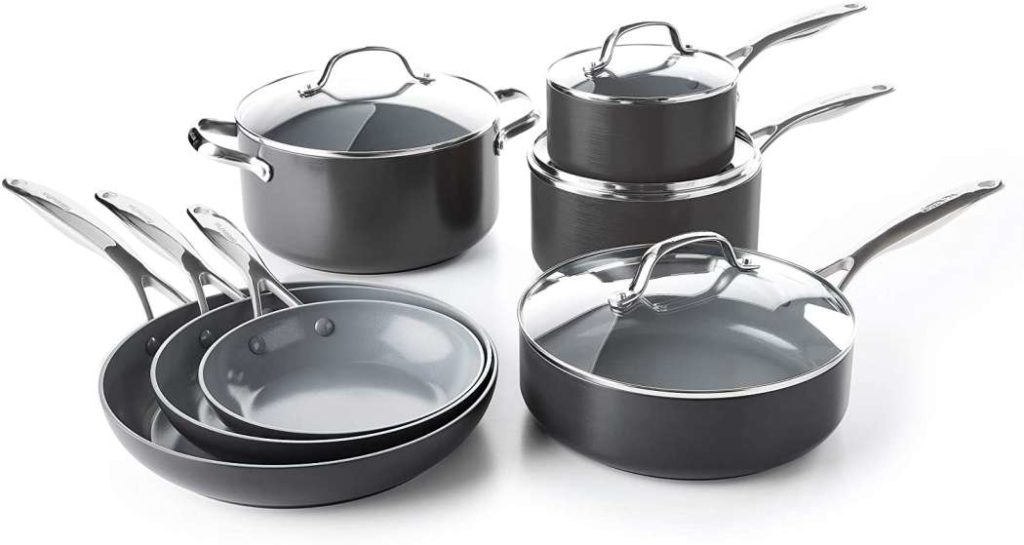 Greenpan Anodized cookware set in black colour