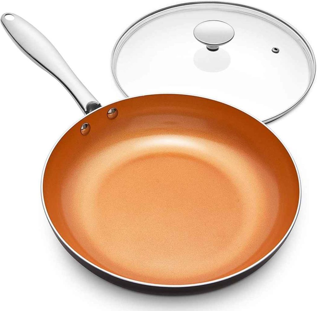 Copper non-stick pan with metal handle 