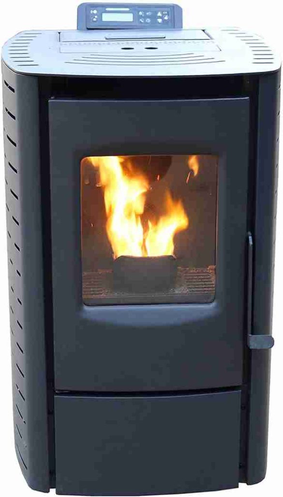 pellet stove in black color made with iron