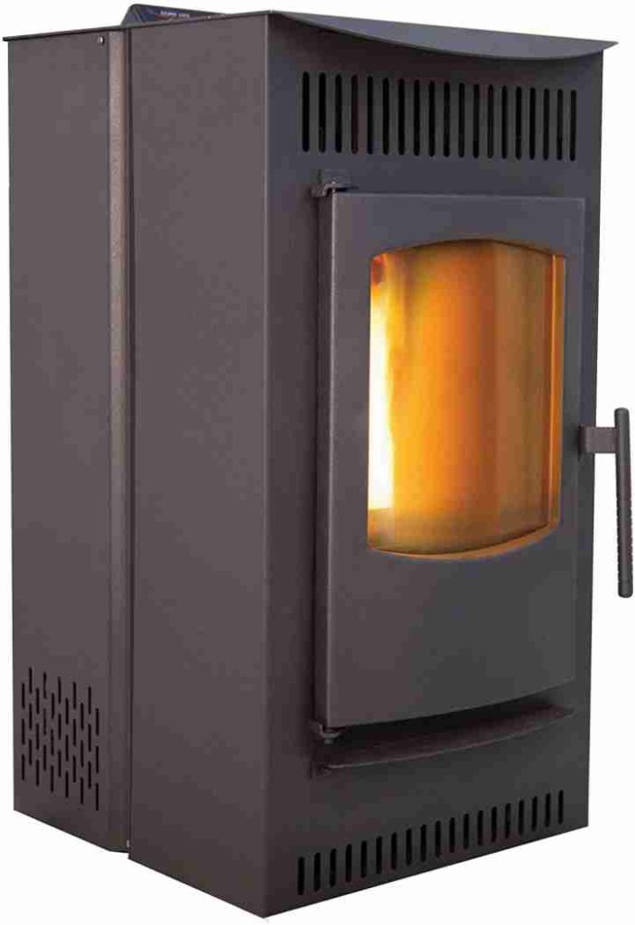 A black color pellet stove made of alloy steel 